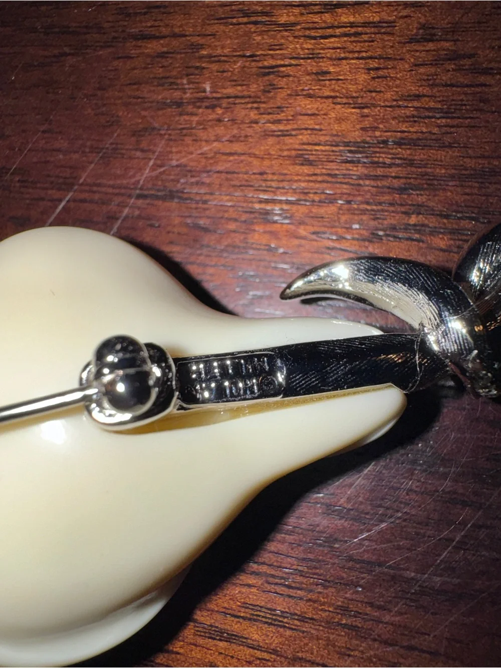 Nolan Miller Cream Calla Lily Brooch with Silver Crystal Stem